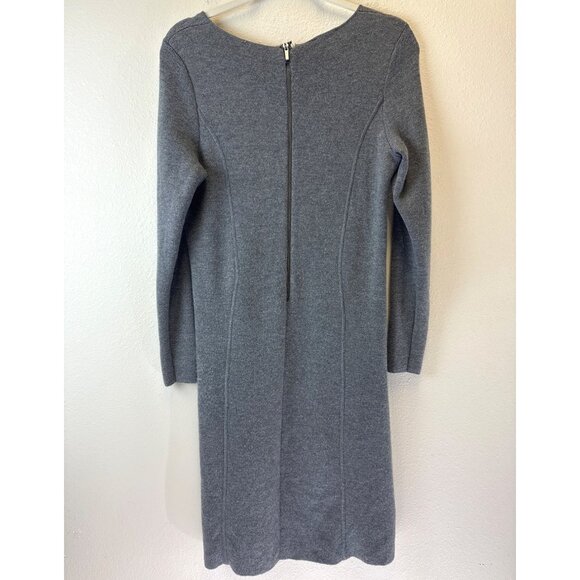 Talbots Womens 100% Merino Wool Sweater Dress Gray Midi Long Sleeve Large Petite - Picture 8 of 13
